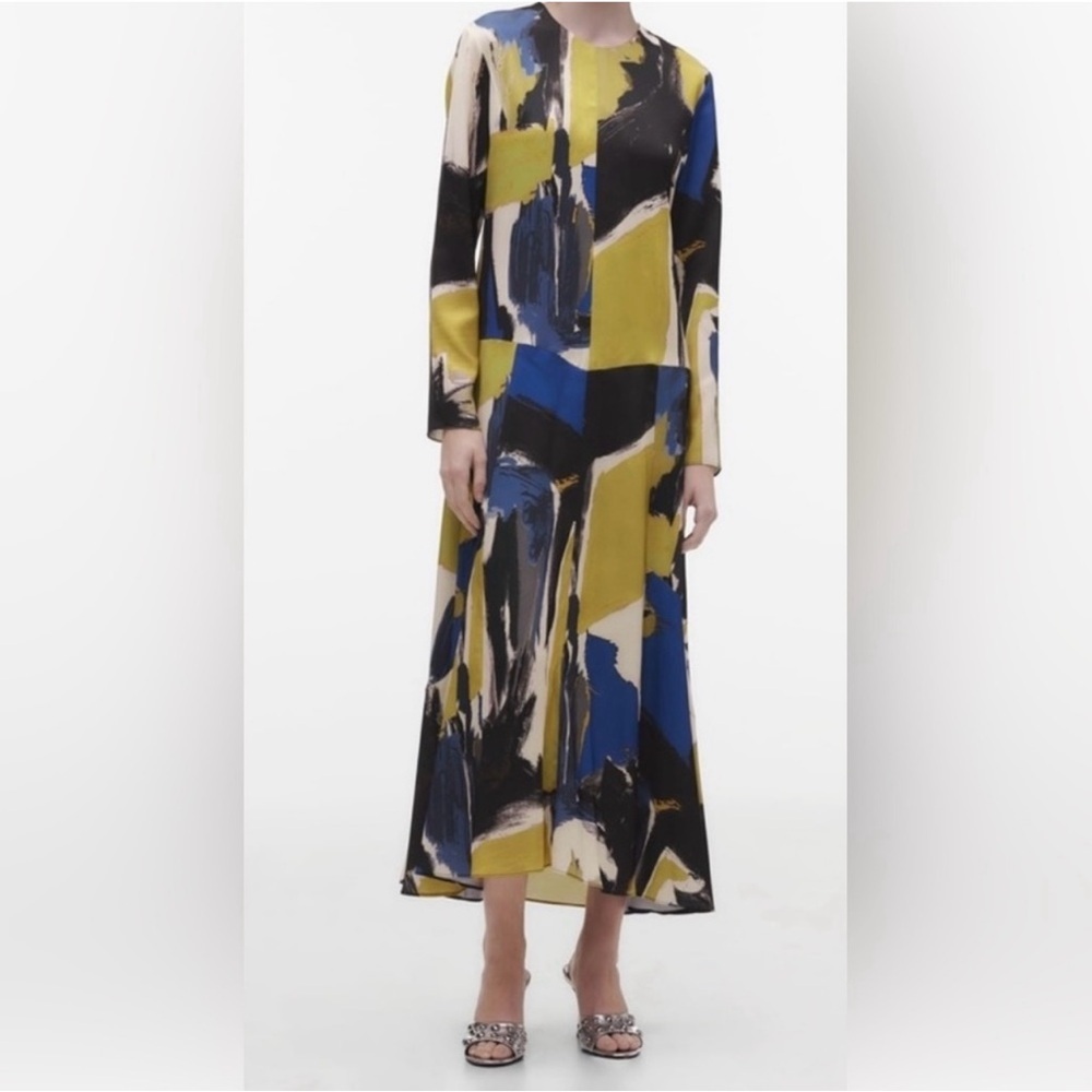 ZARA Abstract Print Maxi Dress Long Sleeve - NWT - Size Small